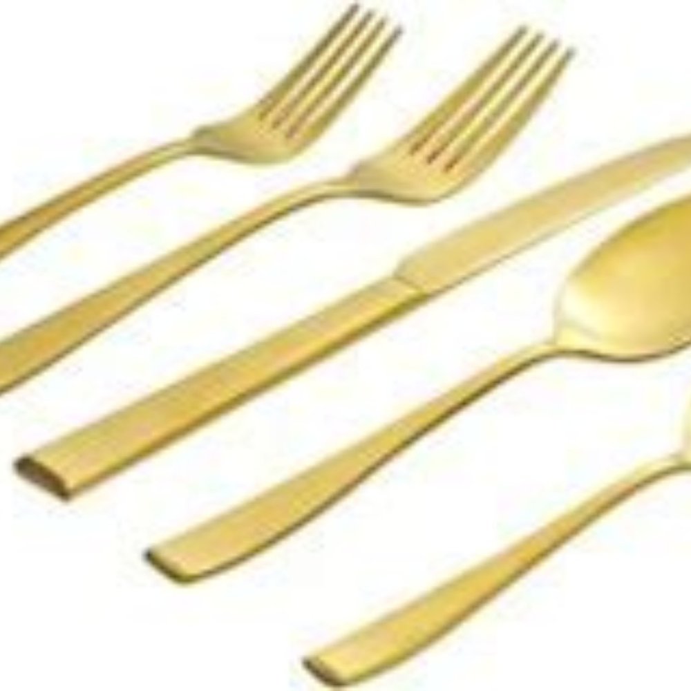 Estate Satin Gold 20 Piece Flatware Set - Brand New